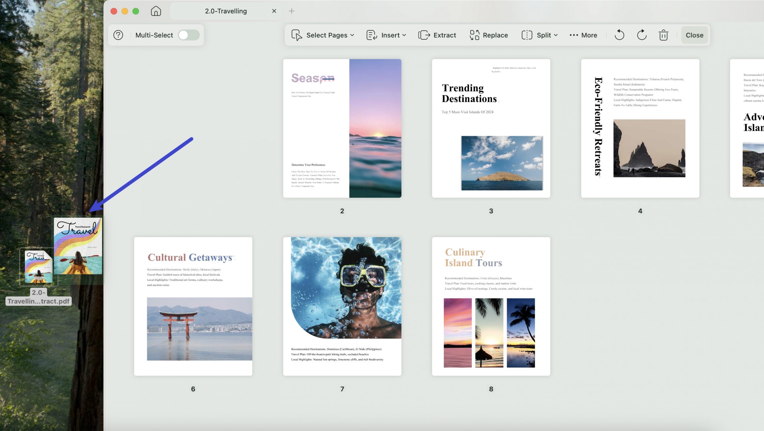 drag and drop to extract the page to desktop updf mac