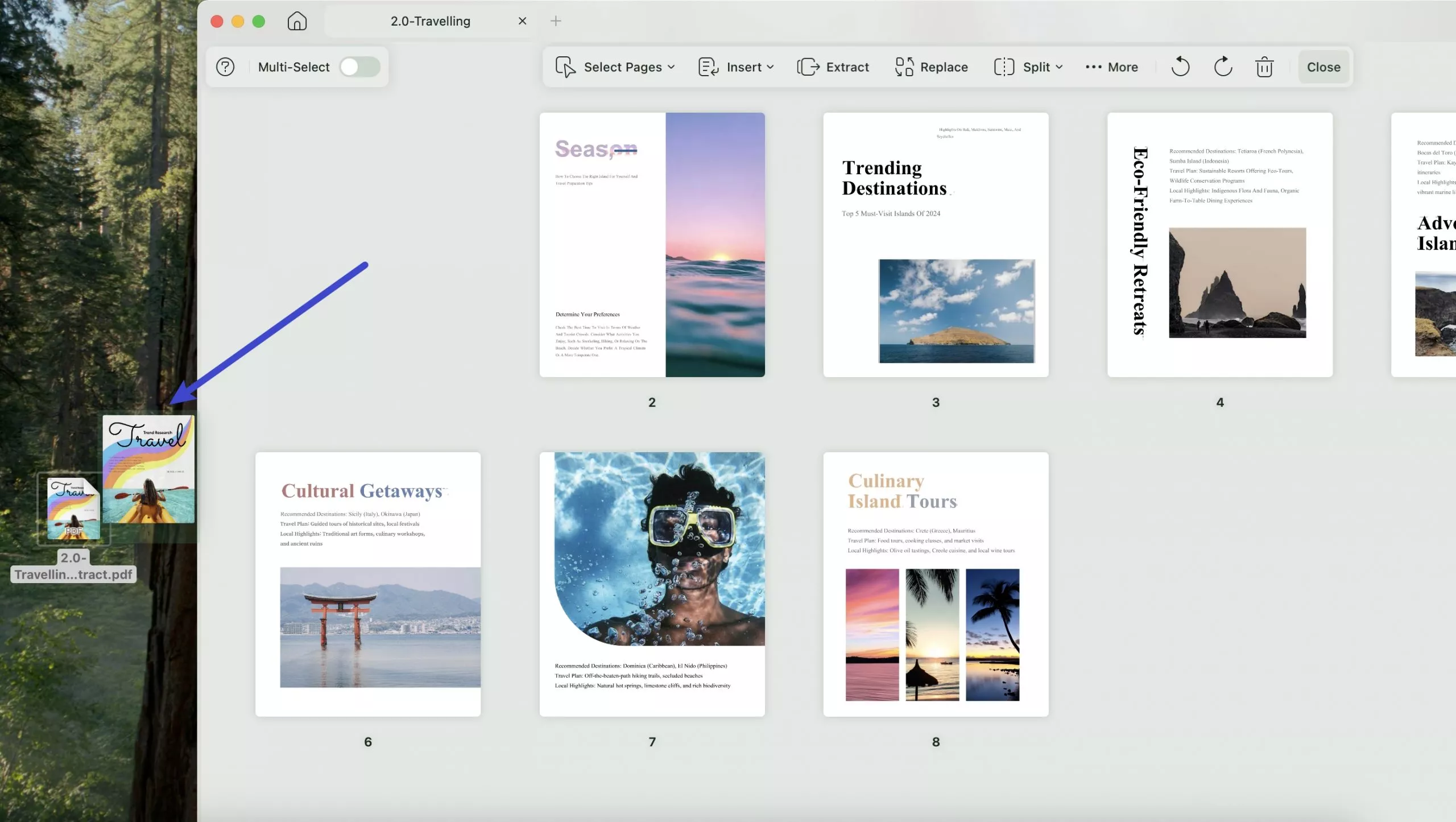 drag and drop to extract the page to desktop updf mac