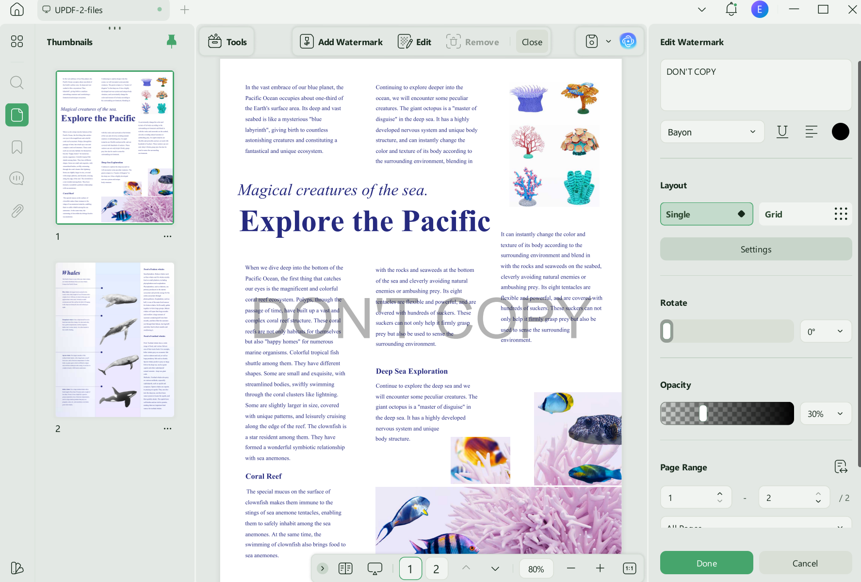 modify PDF watermark