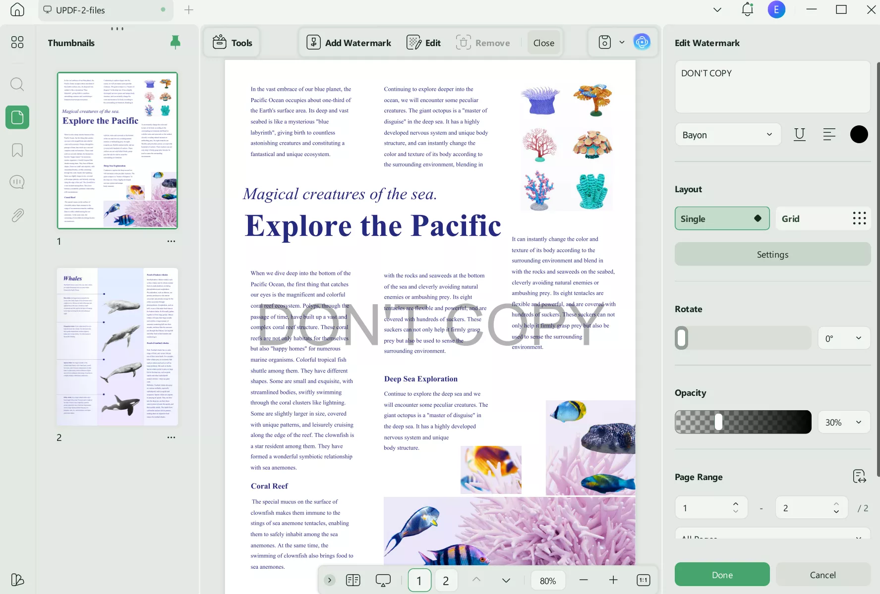 modify PDF watermark