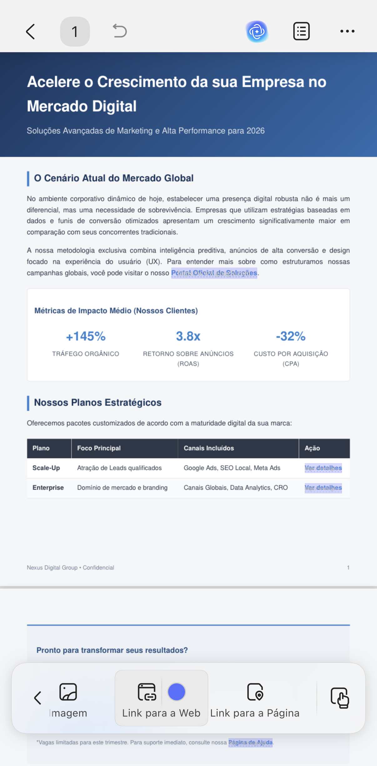 editar link na web no celular