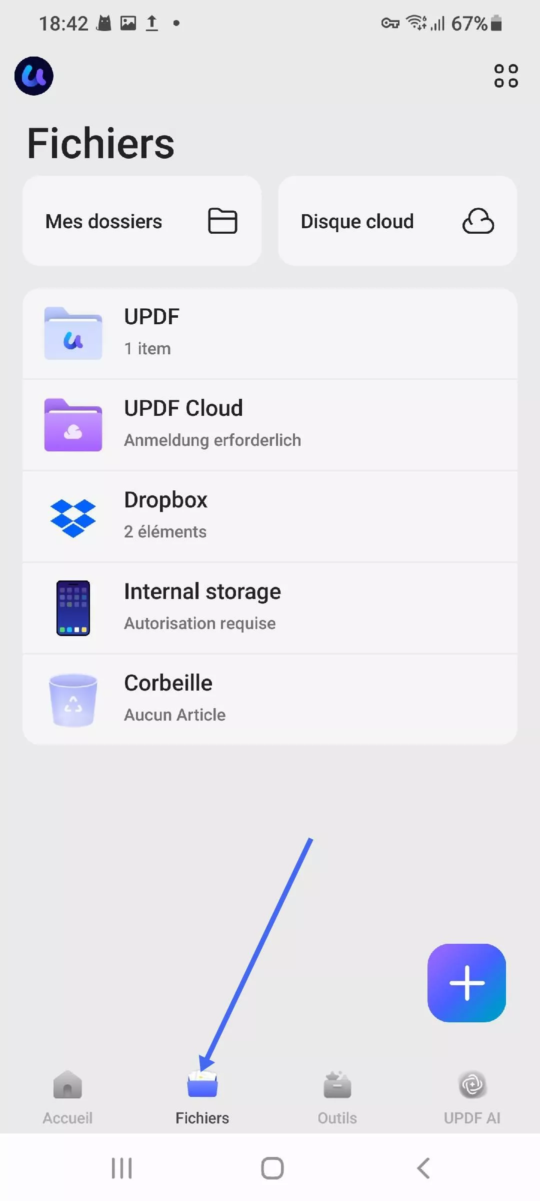 accéder aux fichiers dans updf