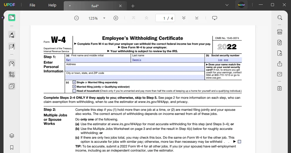 how to save a fillable pdf form with updf