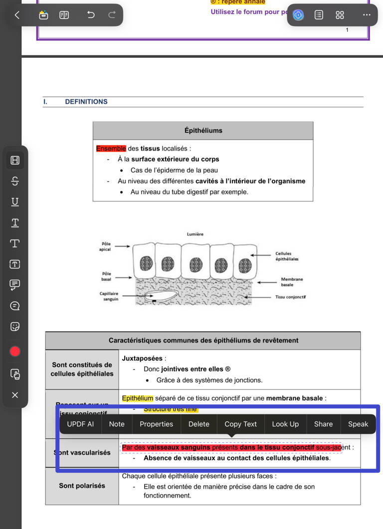 Highlight content in iPad