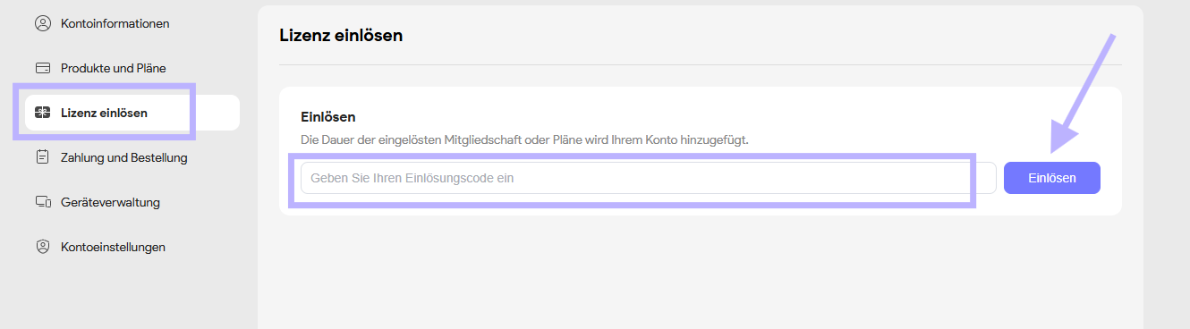 Code einlösen mit updf