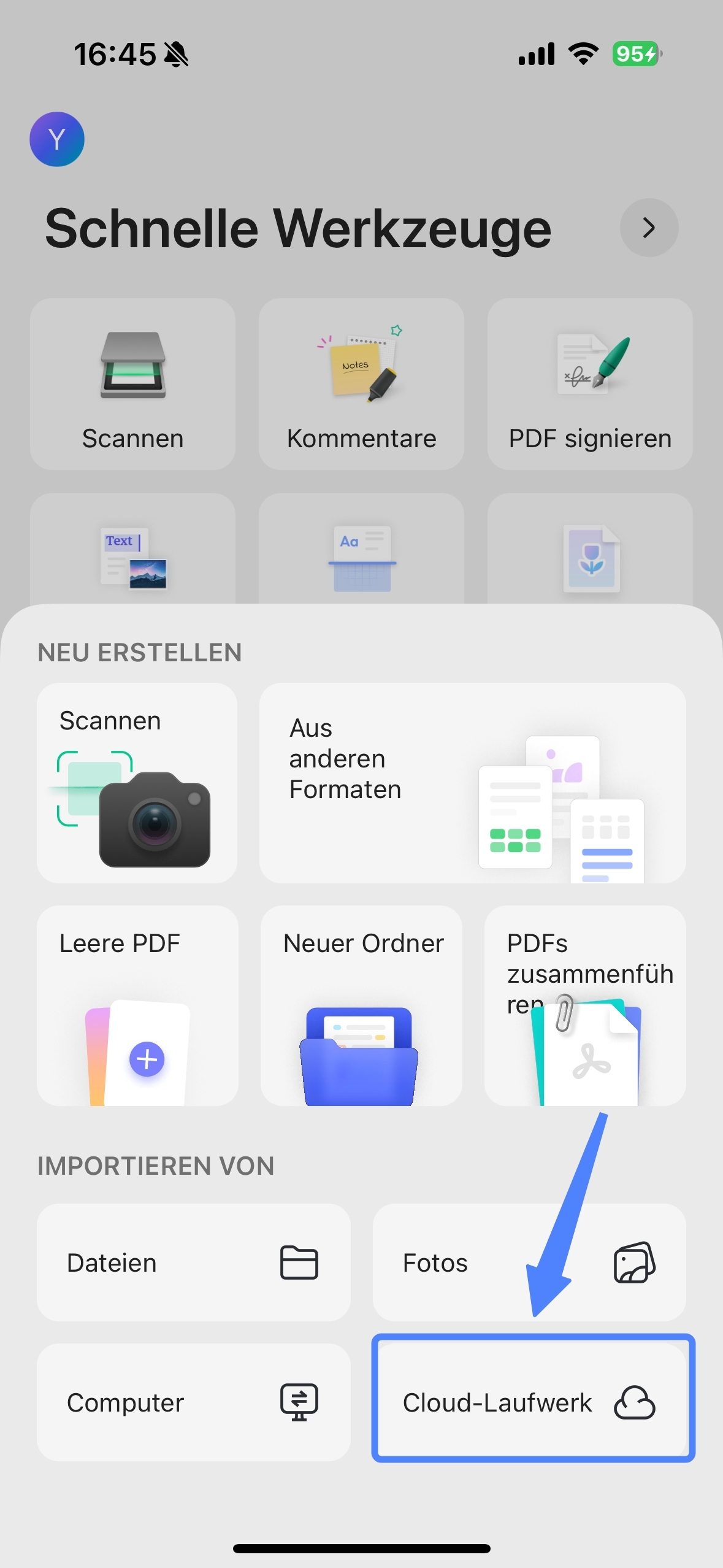 Aus der Cloud importieren