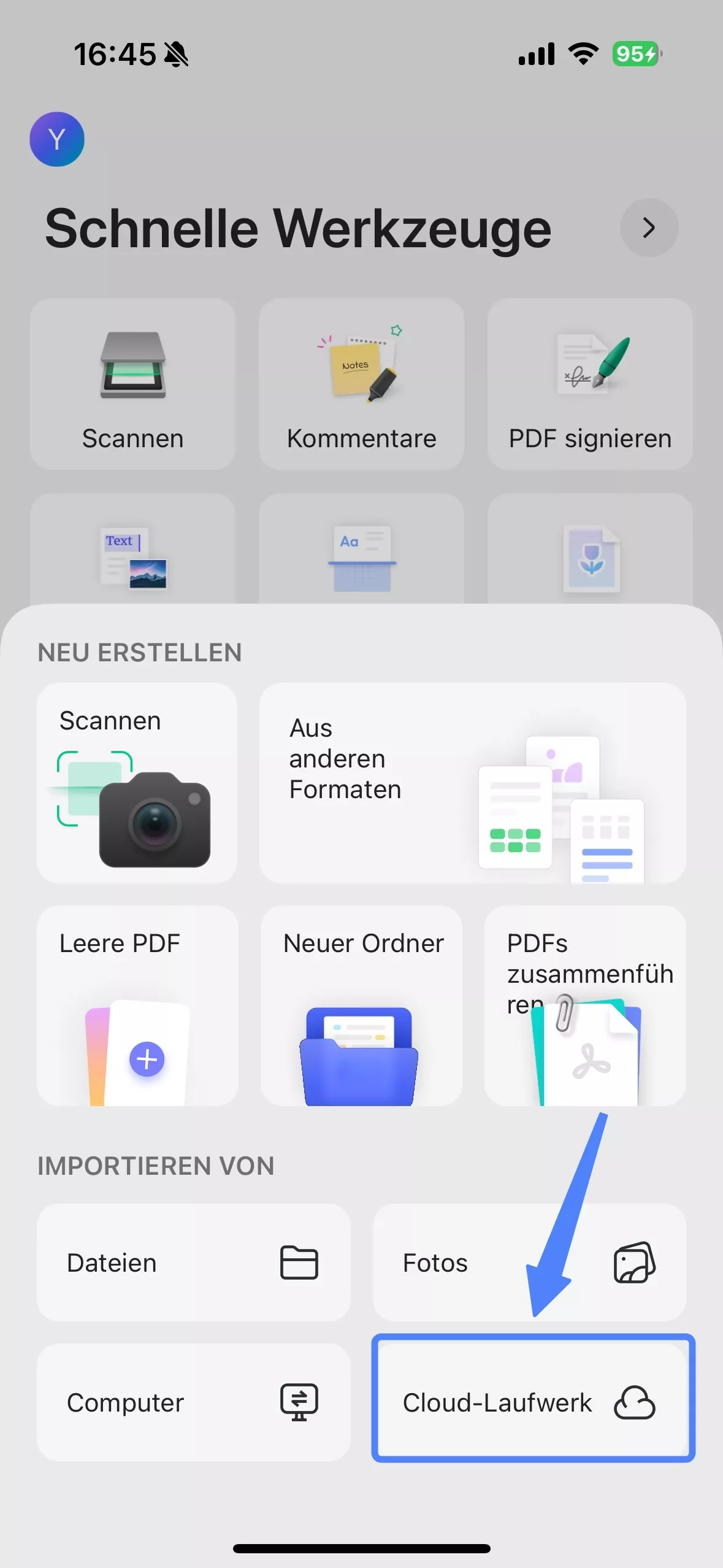 Aus der Cloud importieren