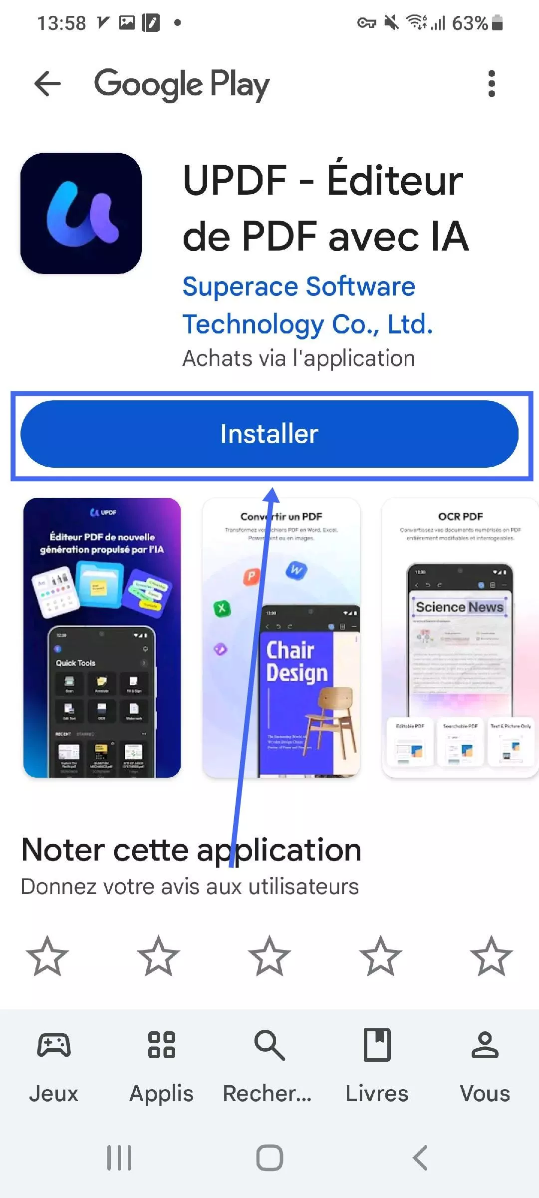 installer updf depuis le Play Store