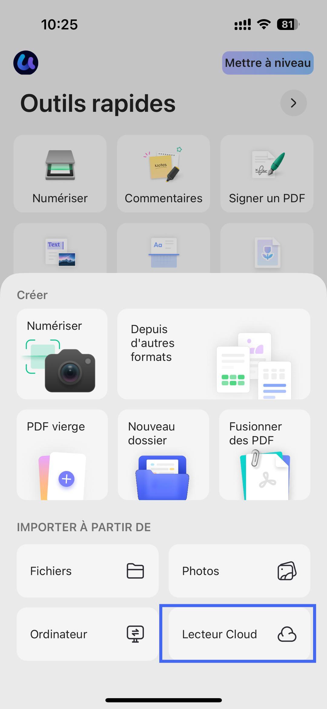 importer depuis le cloud