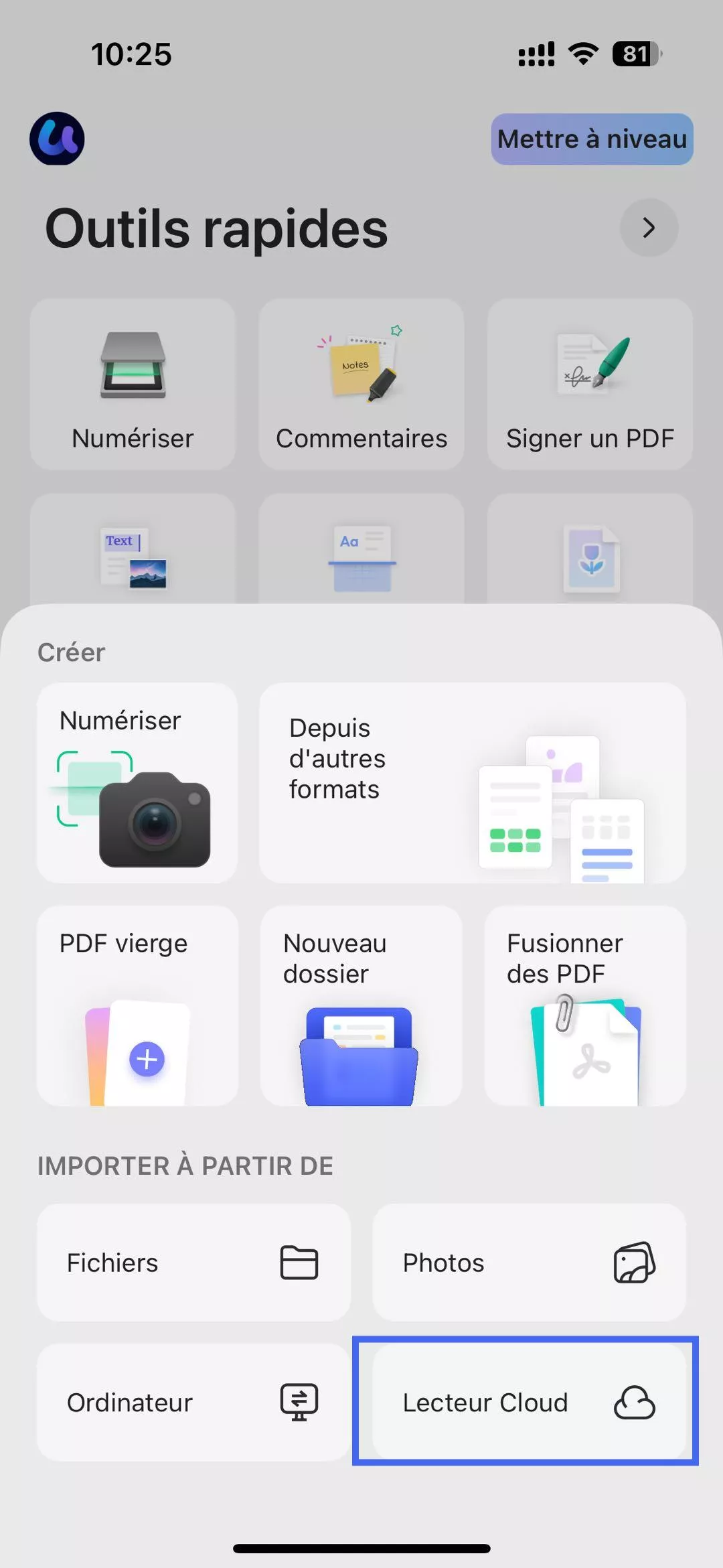 importer depuis le cloud
