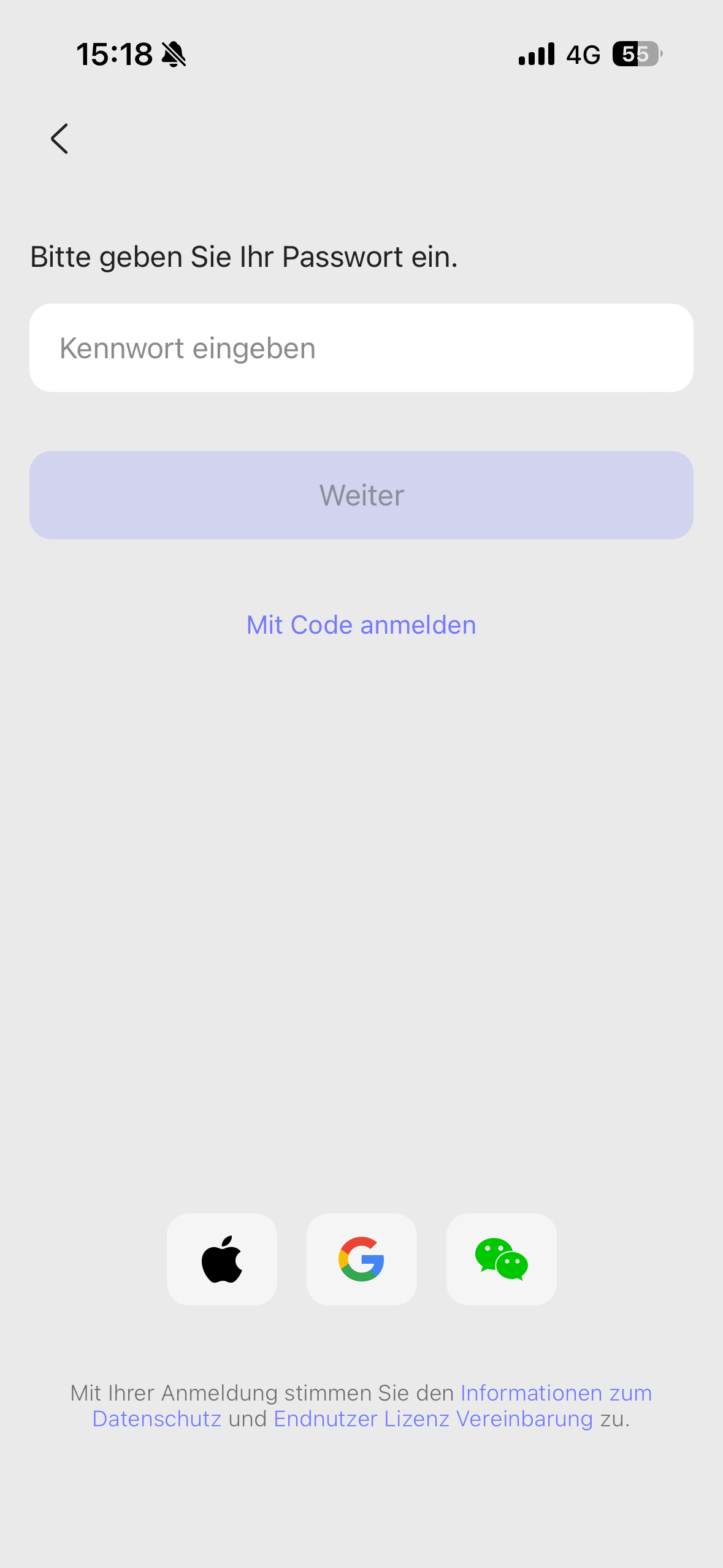 Passwort eingeben