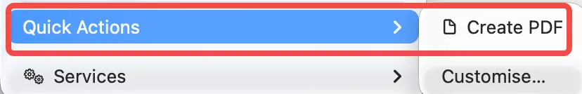 mac quick actions create pdf