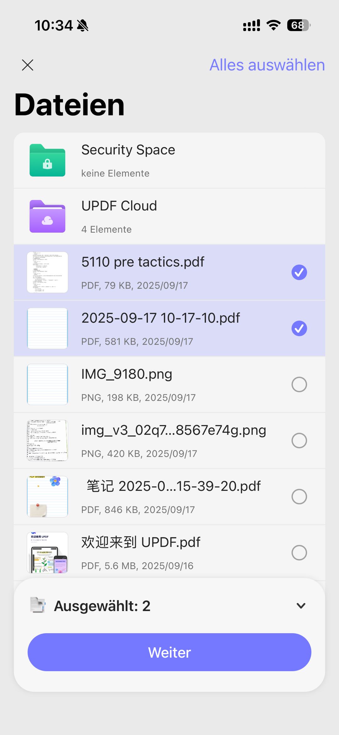 Wählen Sie die PDF-Dateien aus