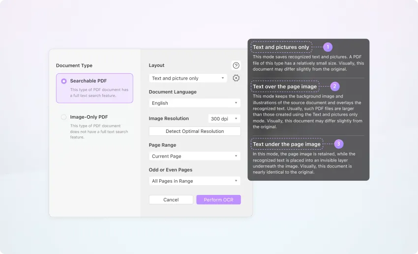 updf hidden features ocr layout options