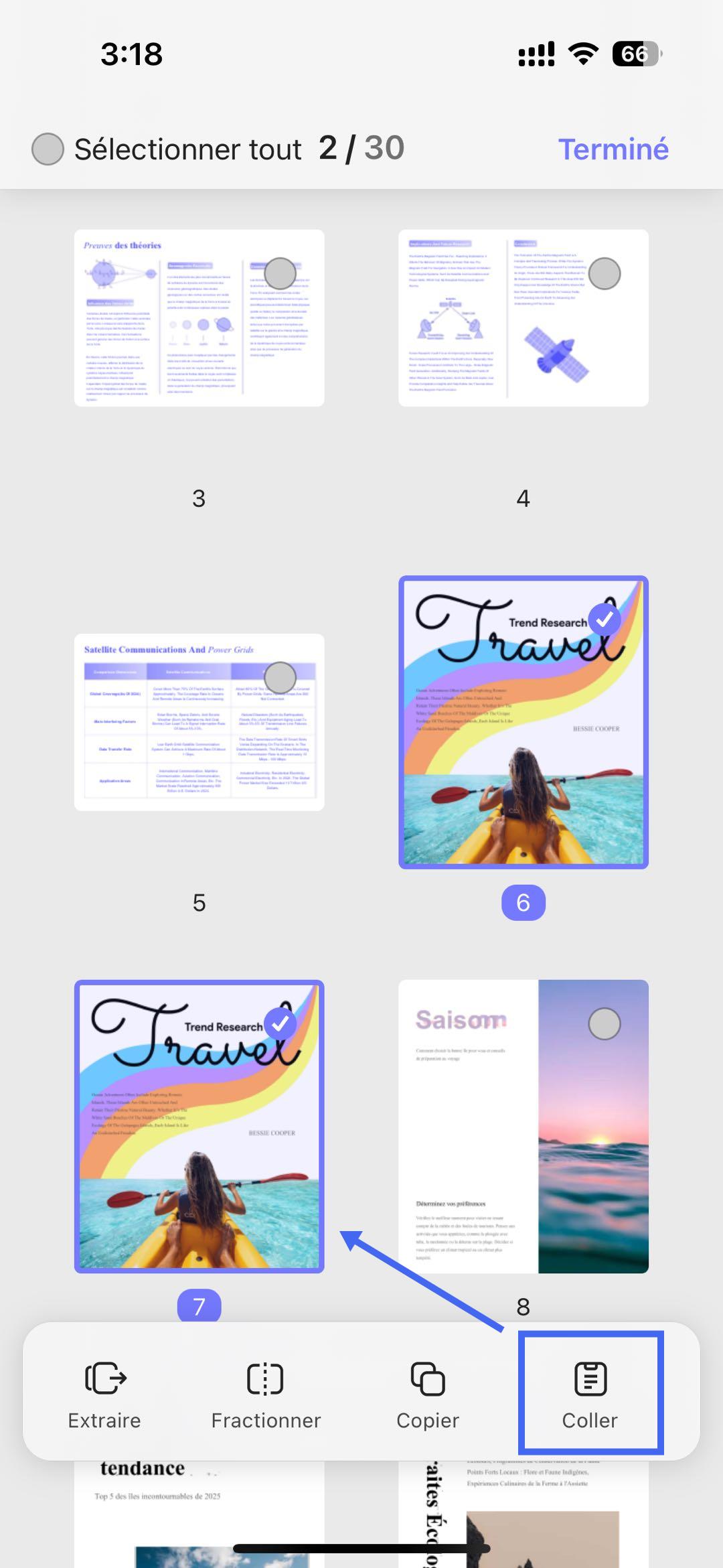 copier et coller les pages