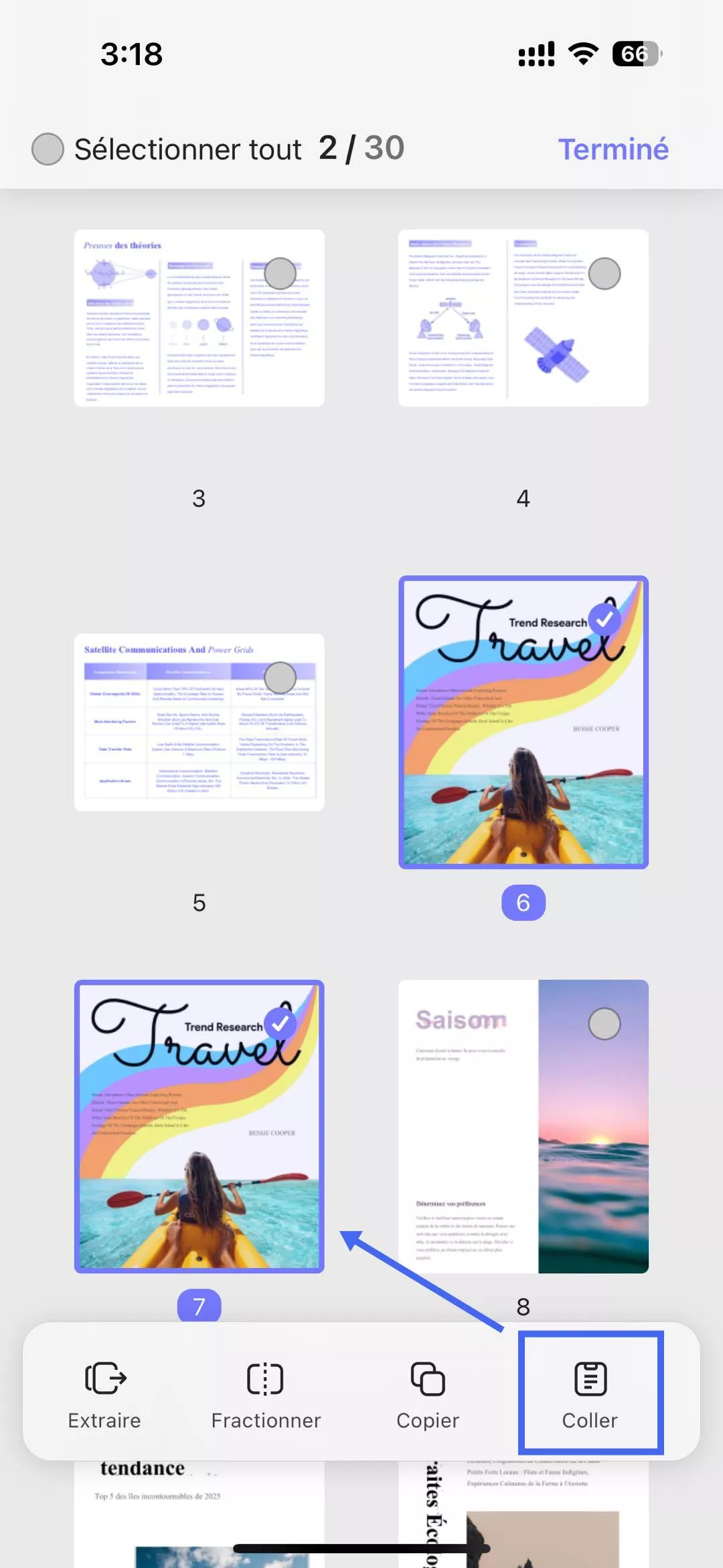 copier et coller les pages