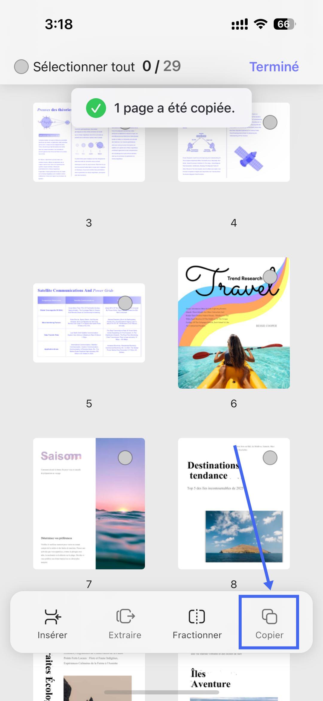 copier et coller les pages