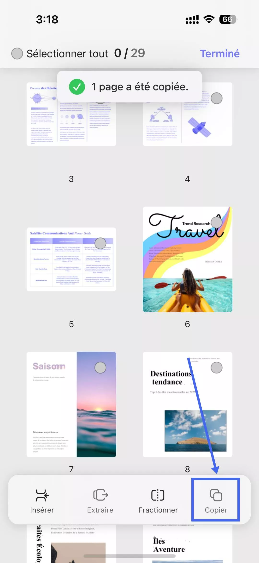 copier et coller les pages