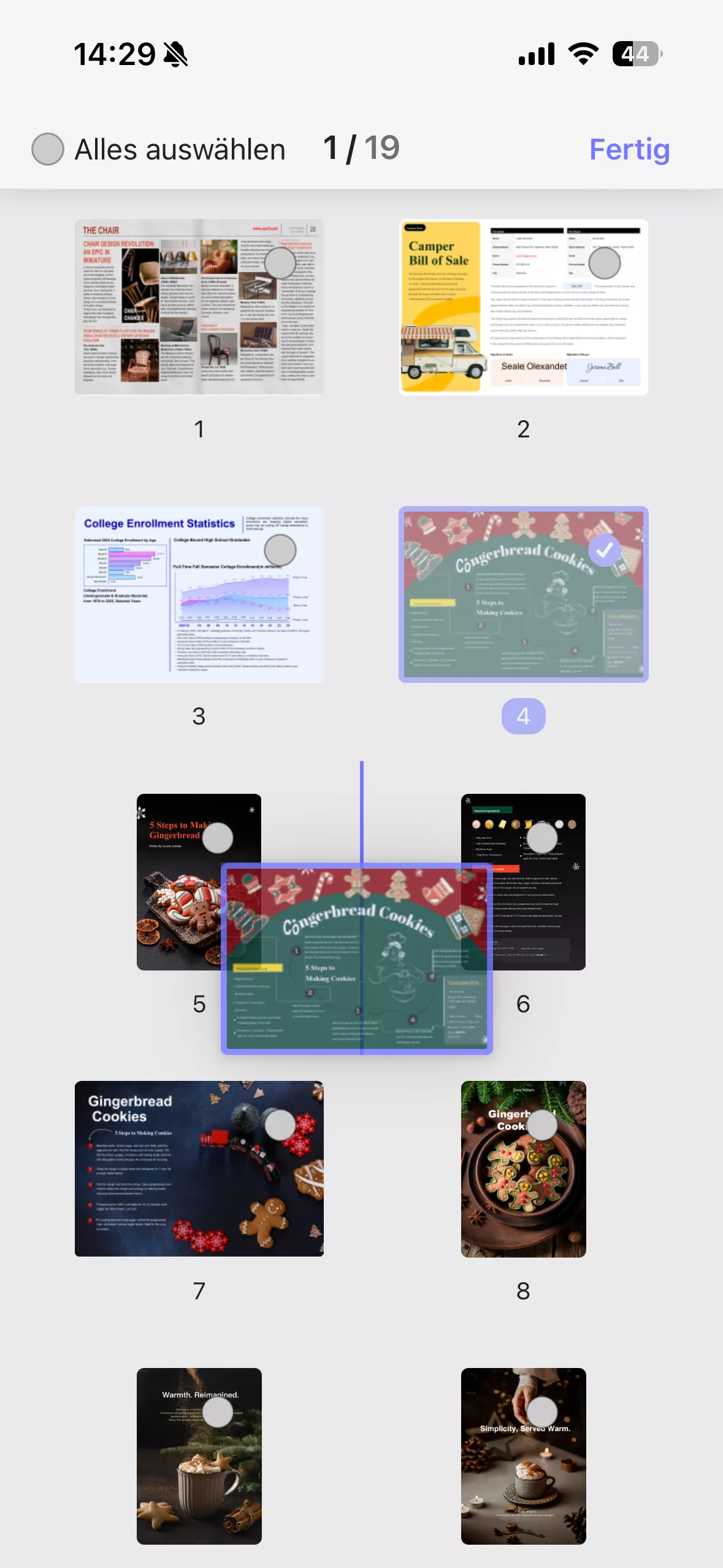 Drag-and-drop-Seiten zum Umordnen