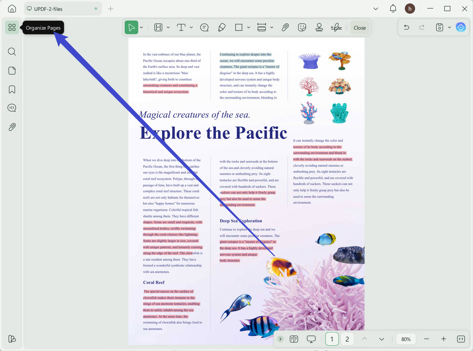 organize pages updf windows