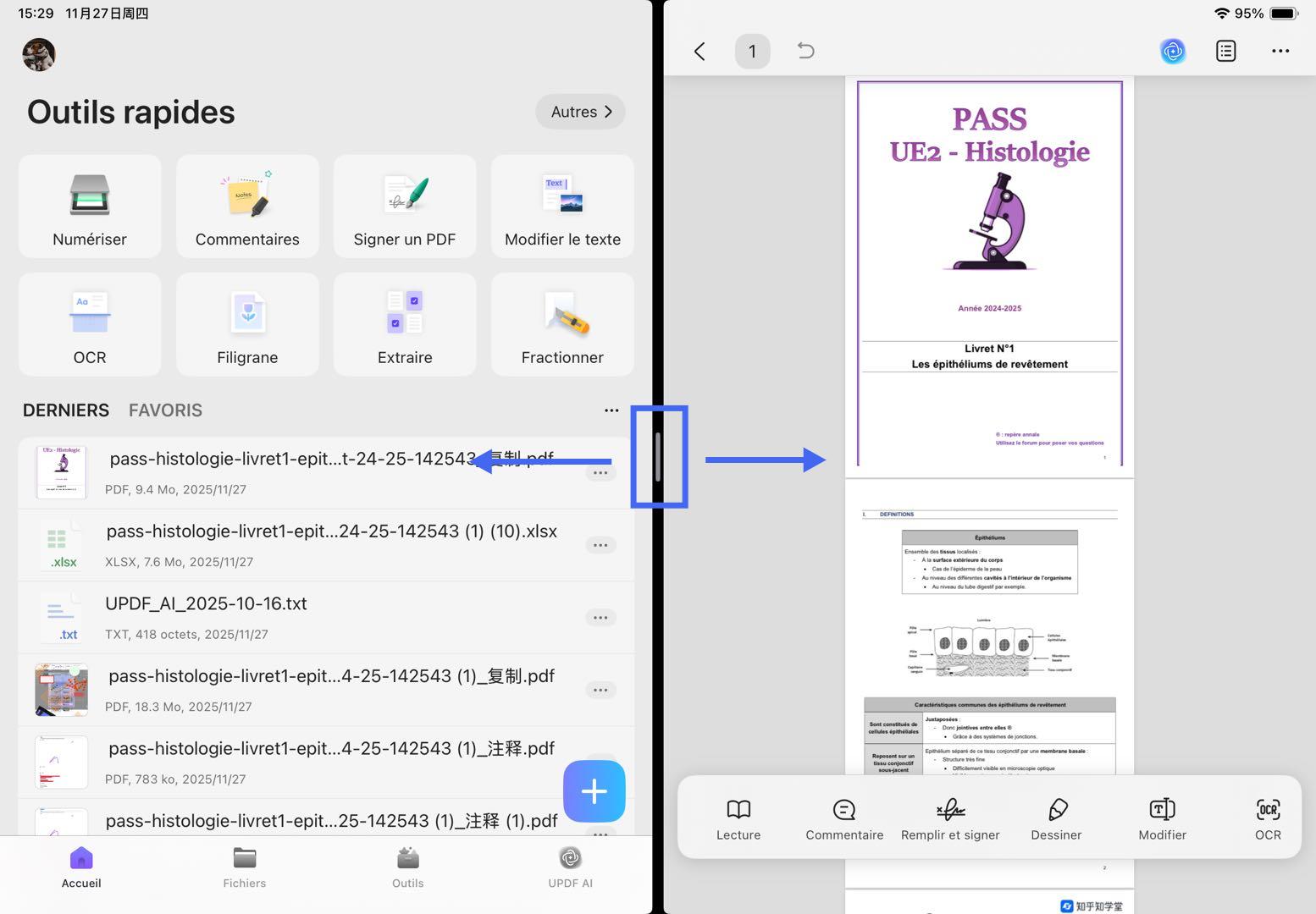 Ajuster l'affichage fractionné de l'iPad