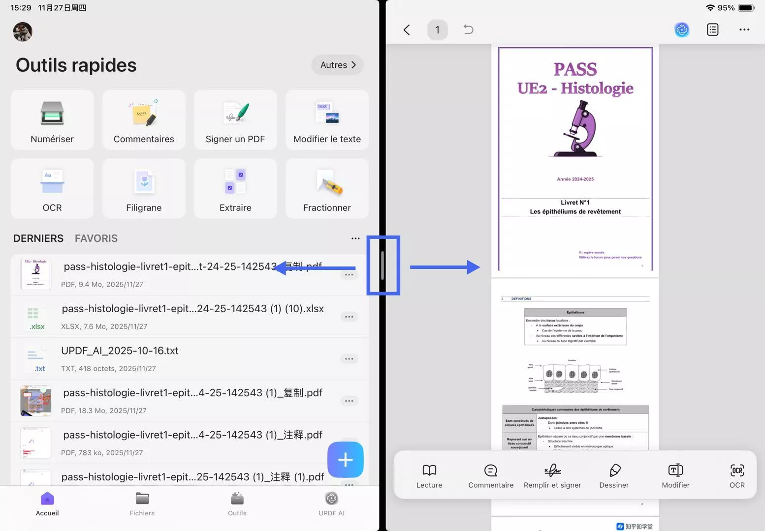 Ajuster l'affichage fractionné de l'iPad