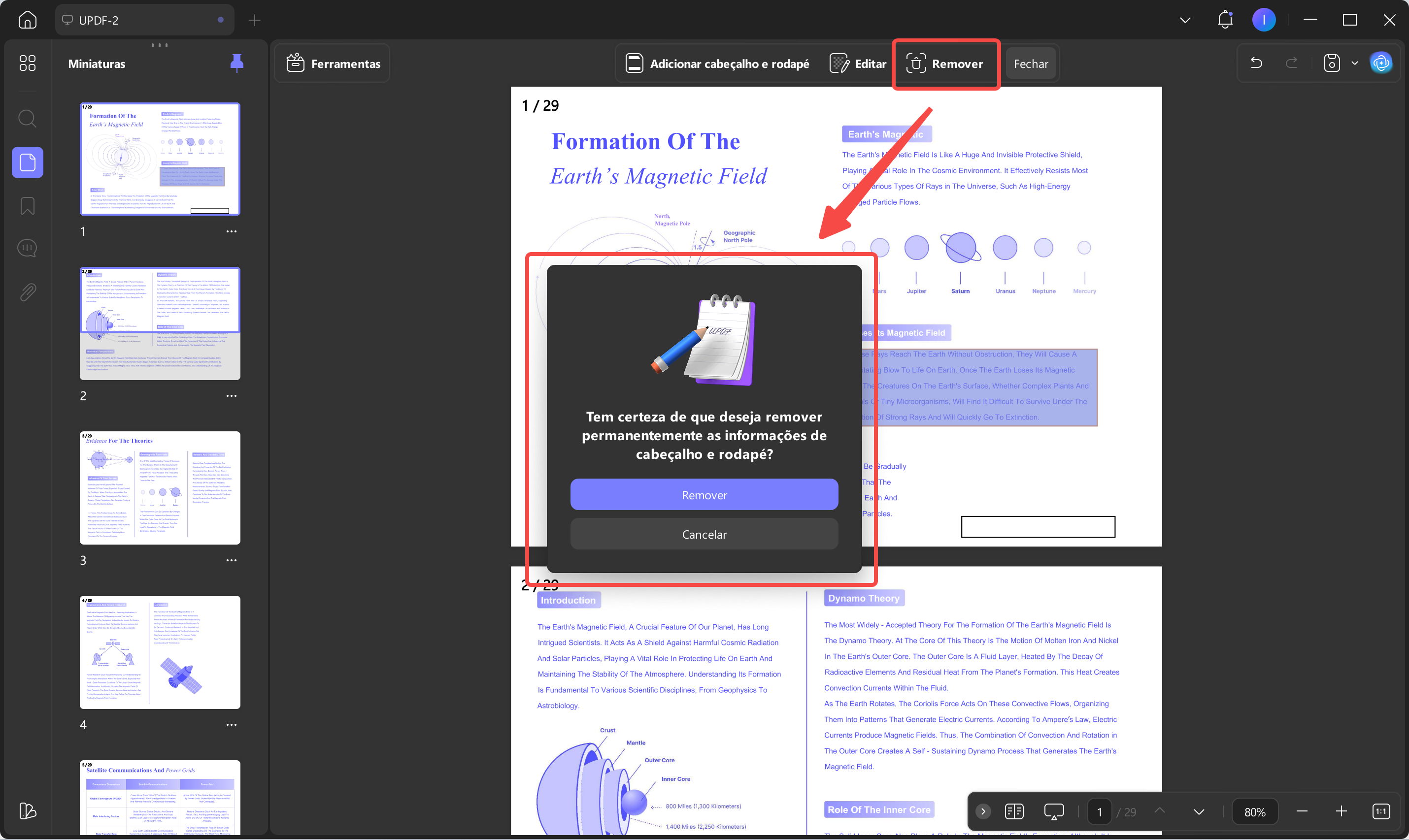 remover cabeçalho e rodapé de pdf