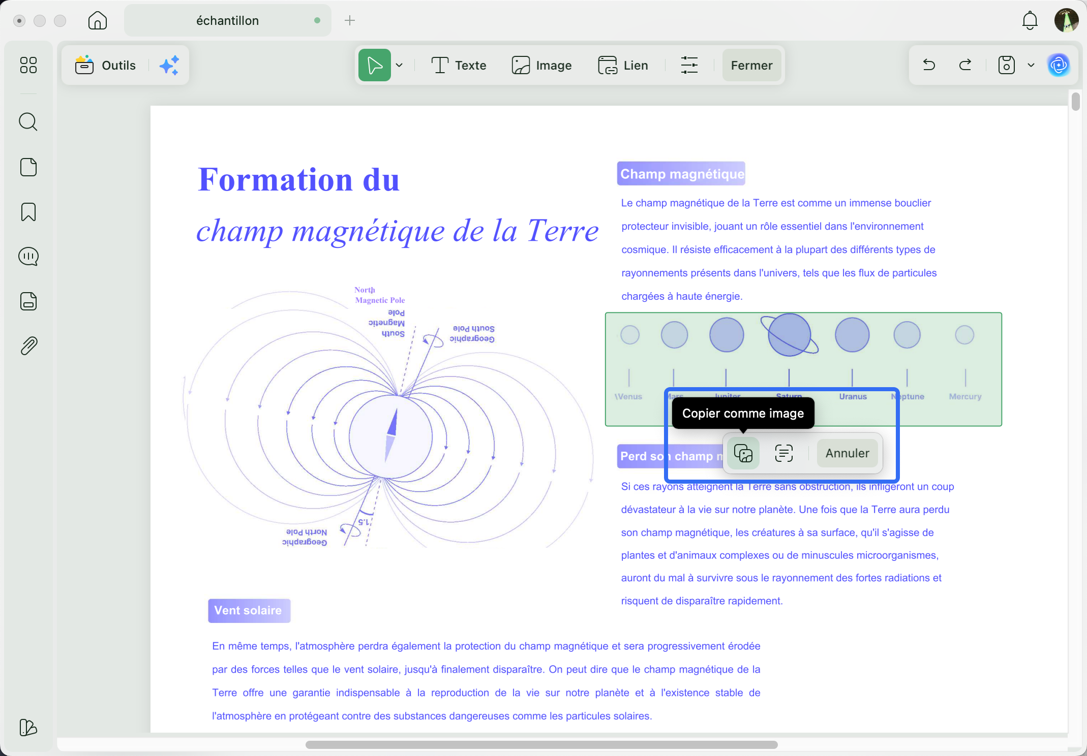 cliquer avec le bouton droit et faire glisser pour capturer une image ou du texte UPDF Mac