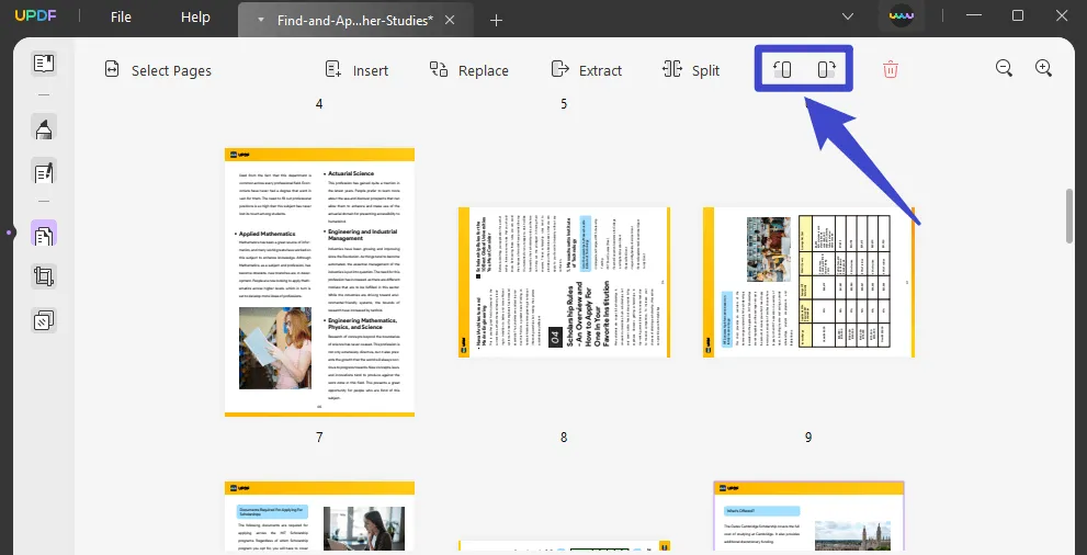 PDF per „Seiten organisieren“ drehen