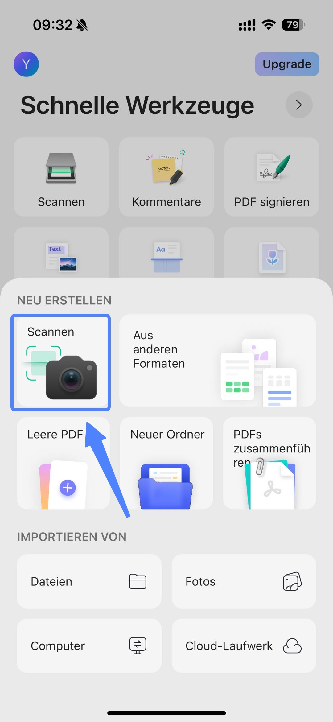 wählen Sie „Scannen“ aus