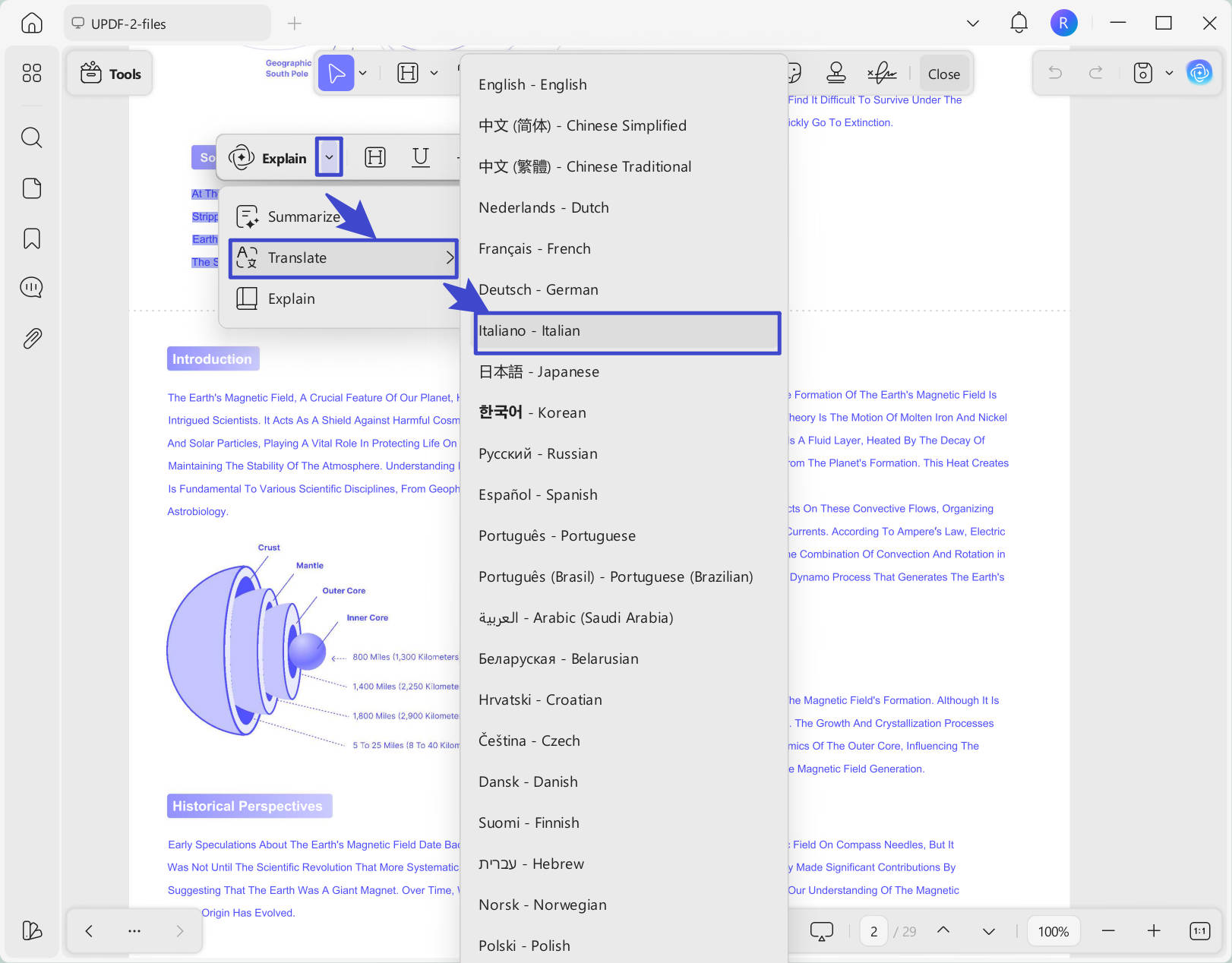 Select to translate with UPDF windows