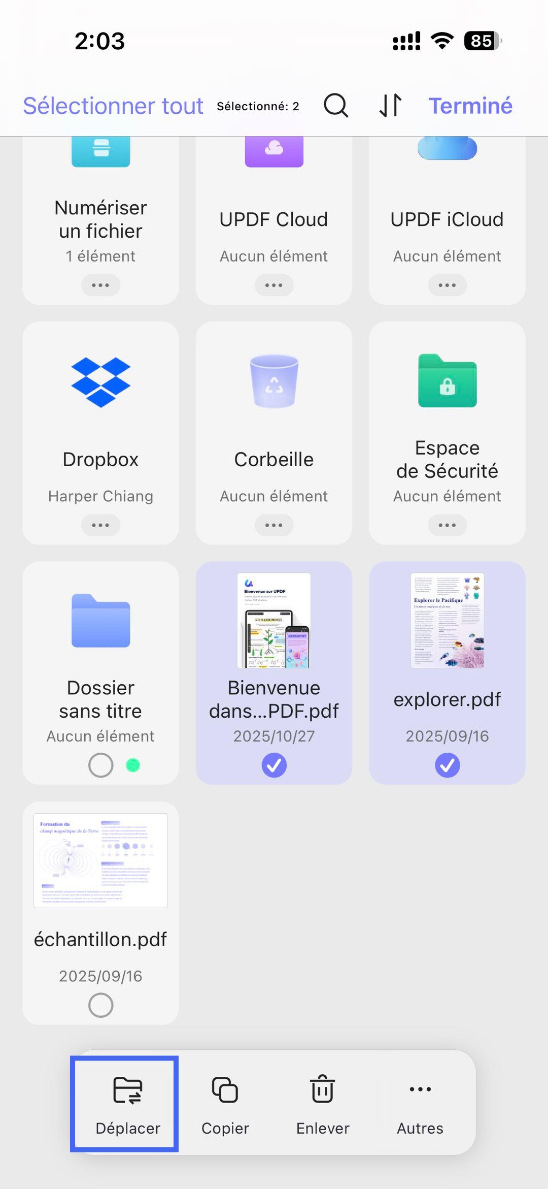 déplacer les fichiers