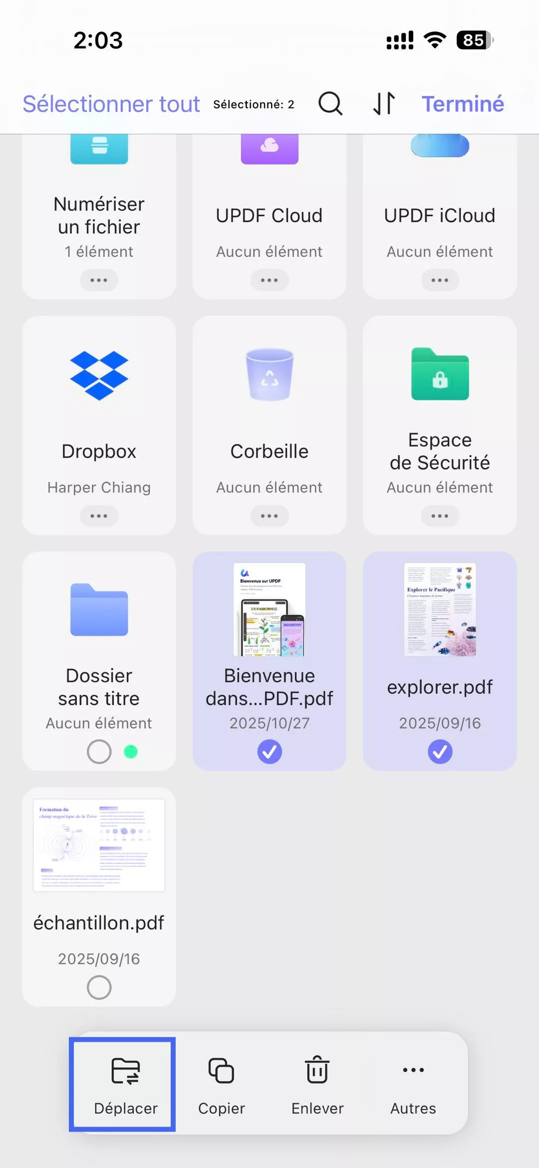 déplacer les fichiers