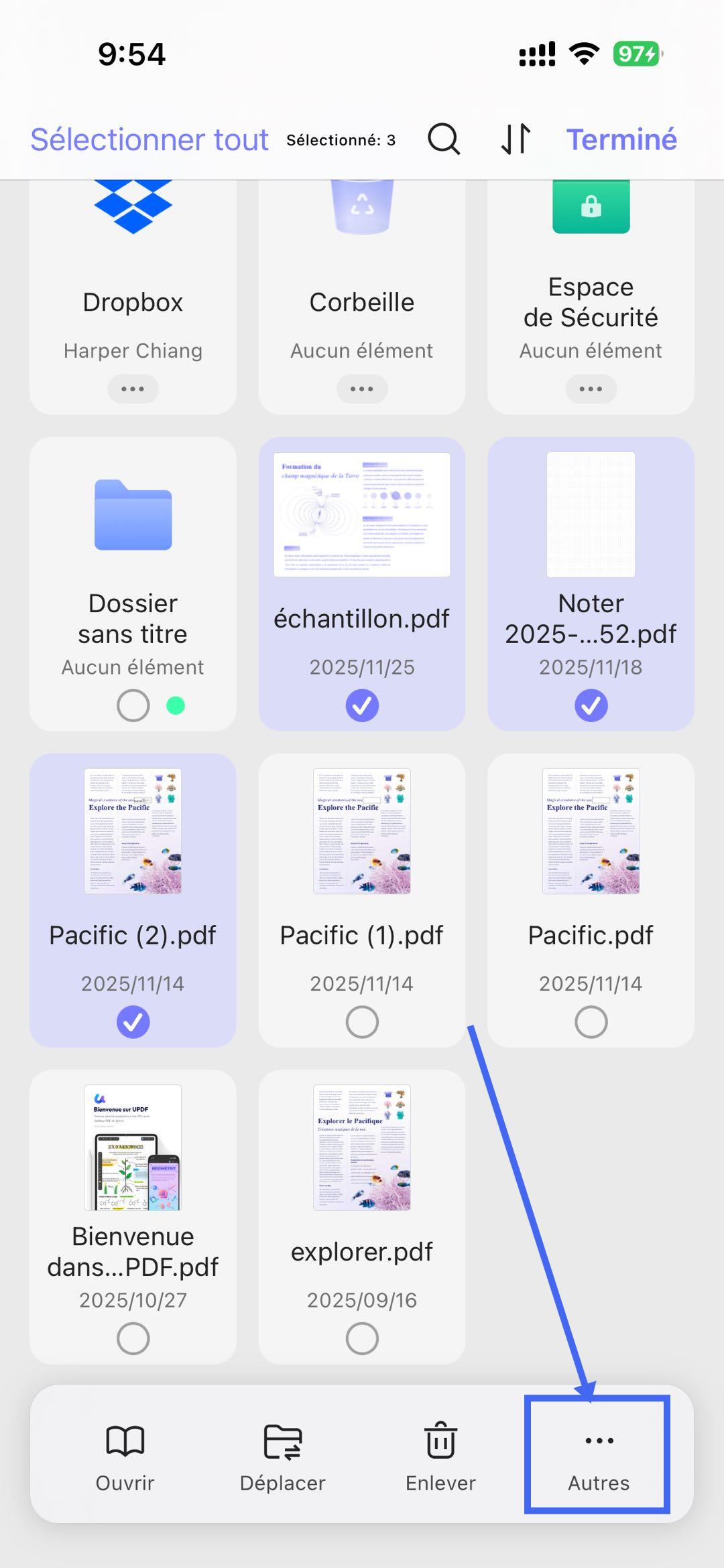 sélectionnez les fichiers à compresser