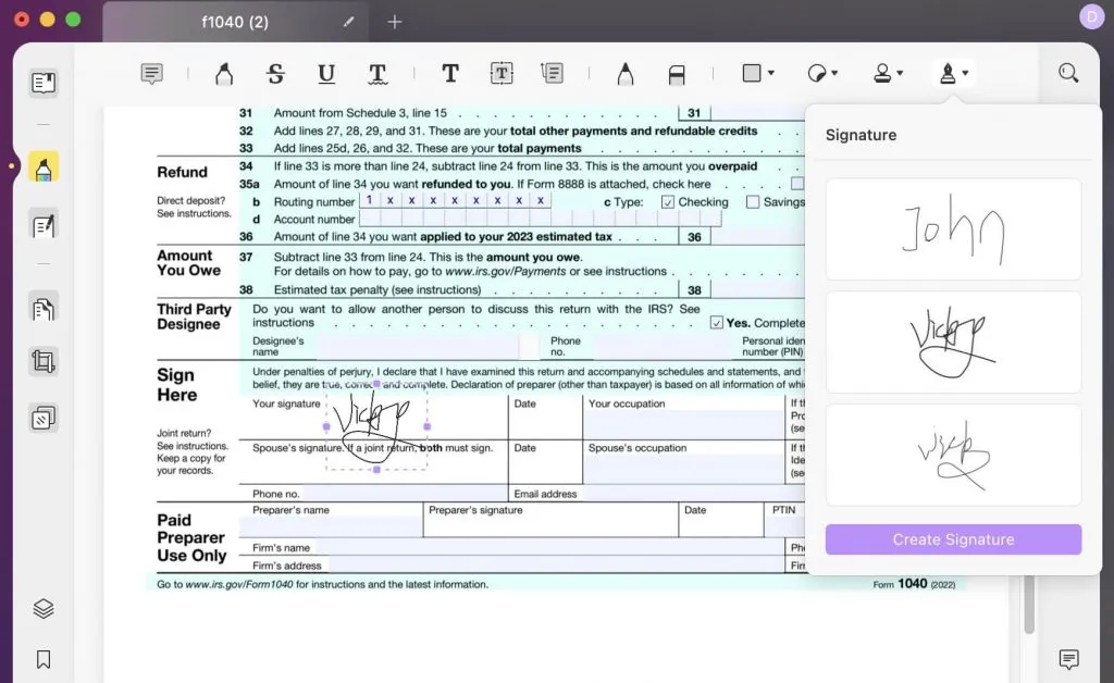 how to fill out 1040 with updf