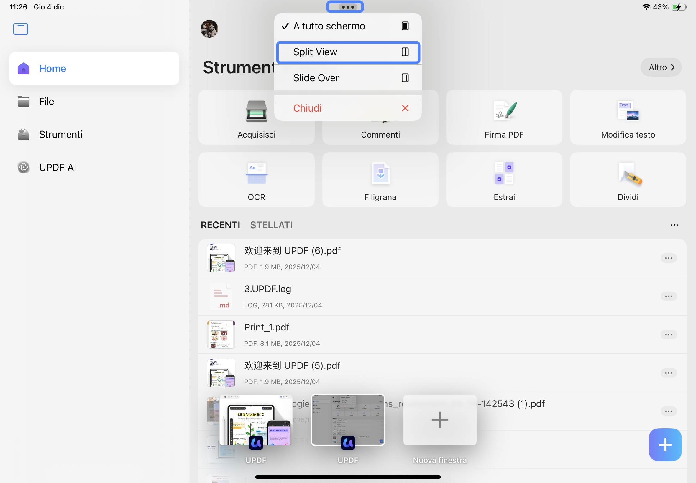 open split view ipad