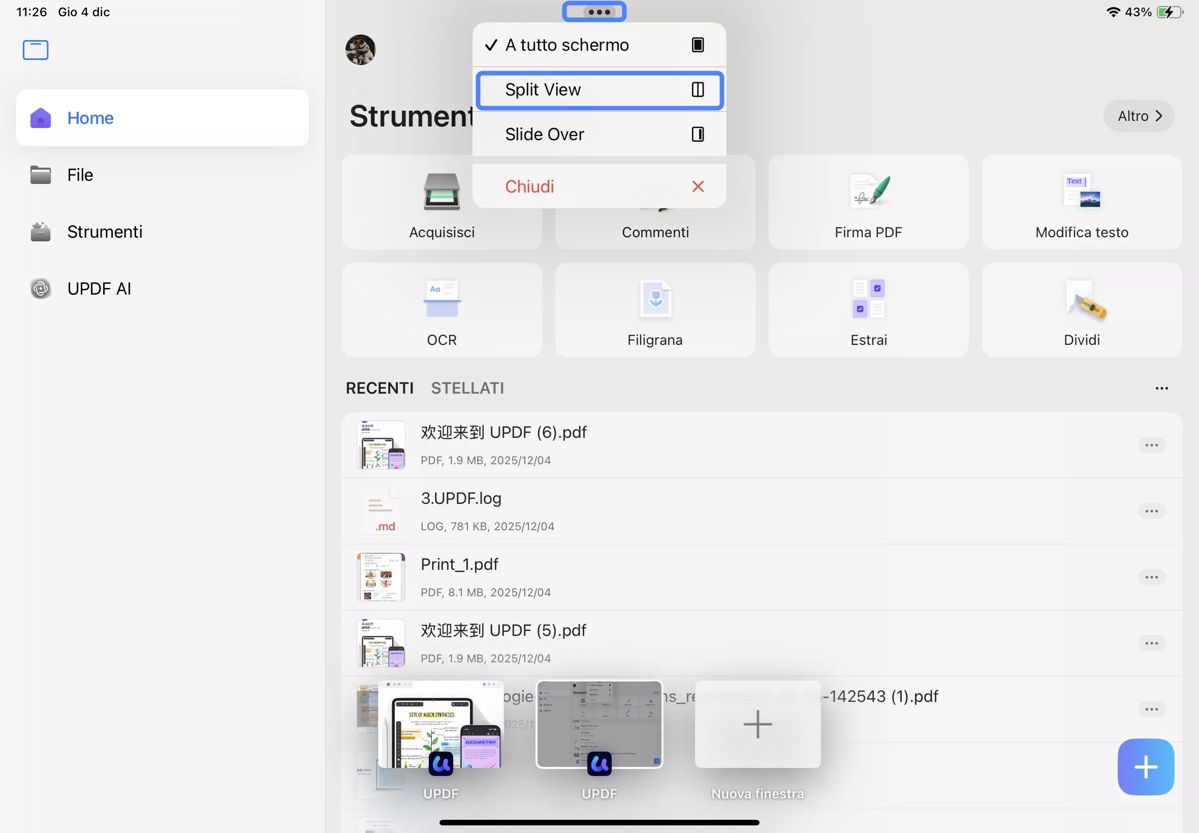 open split view ipad