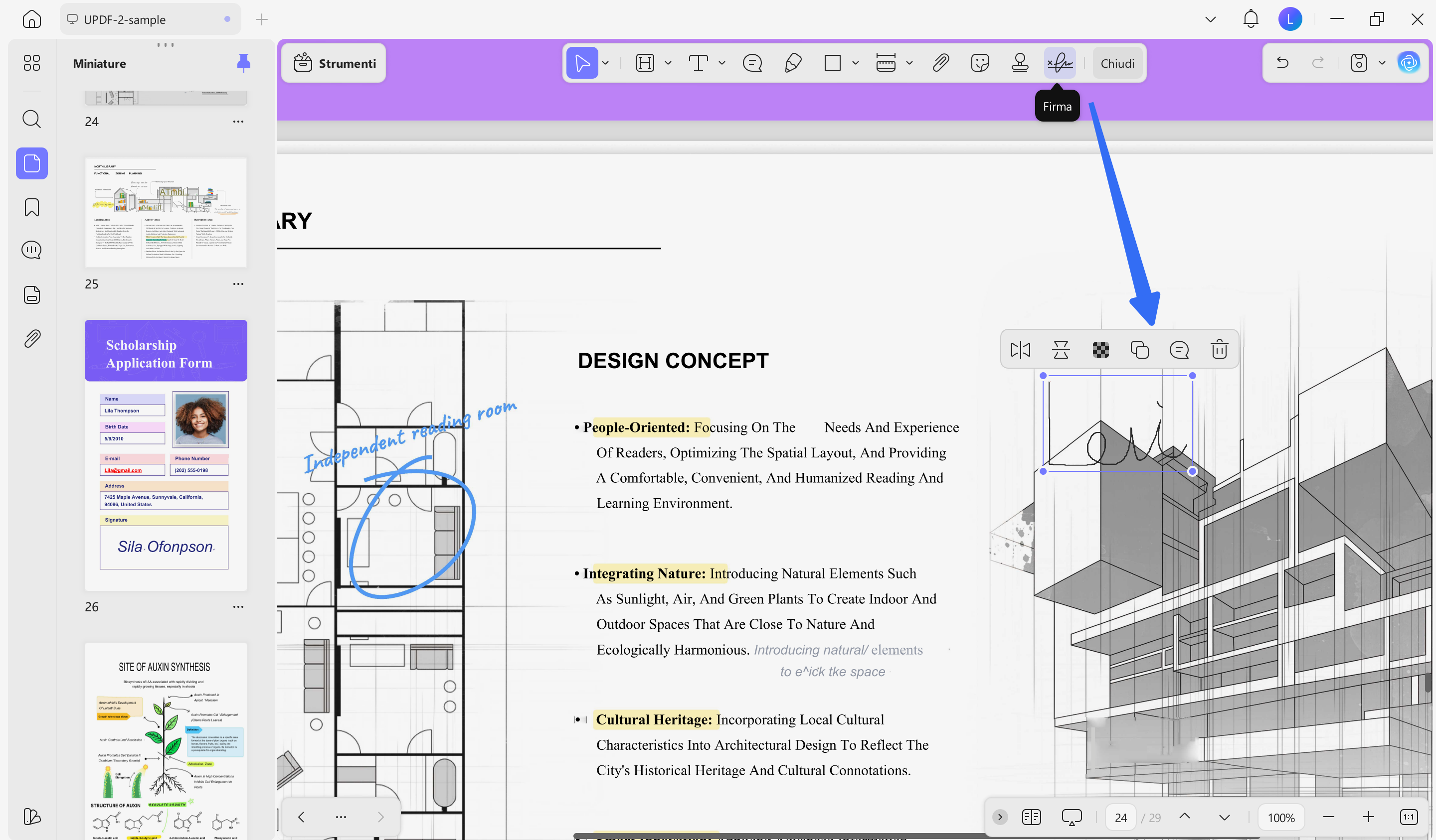 select the create to create signature in UPDF