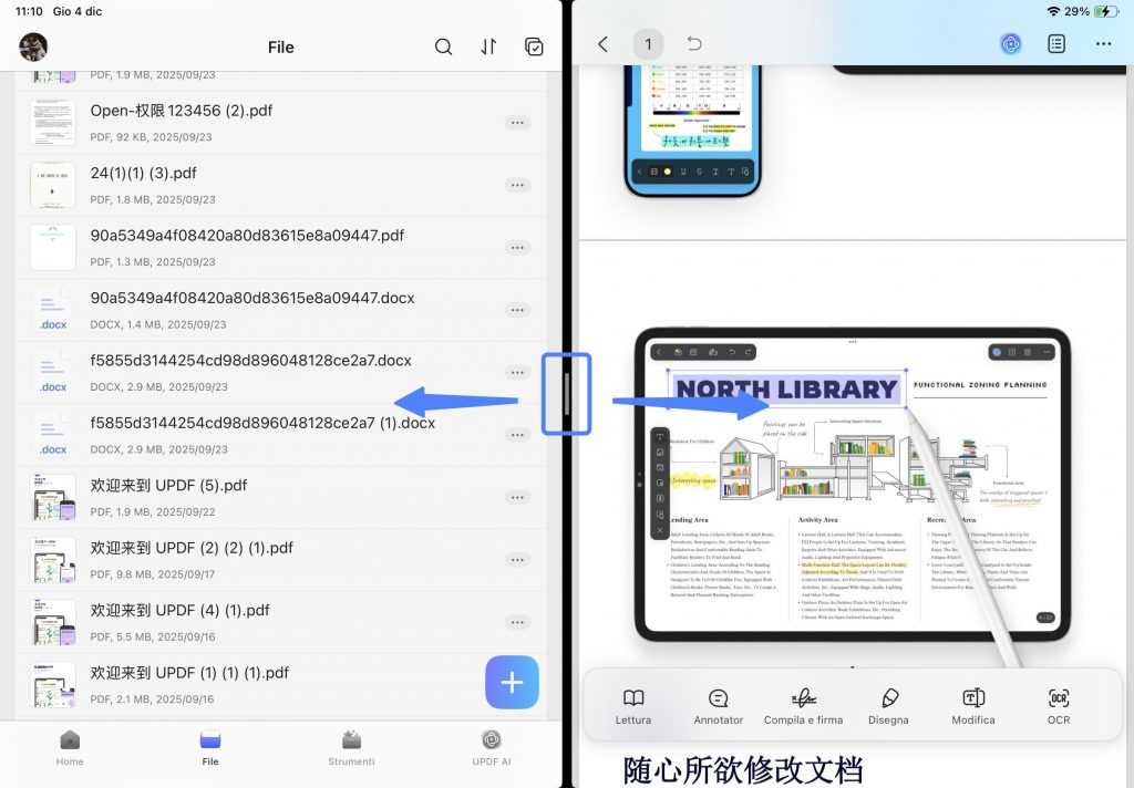 adjust the split view ipad