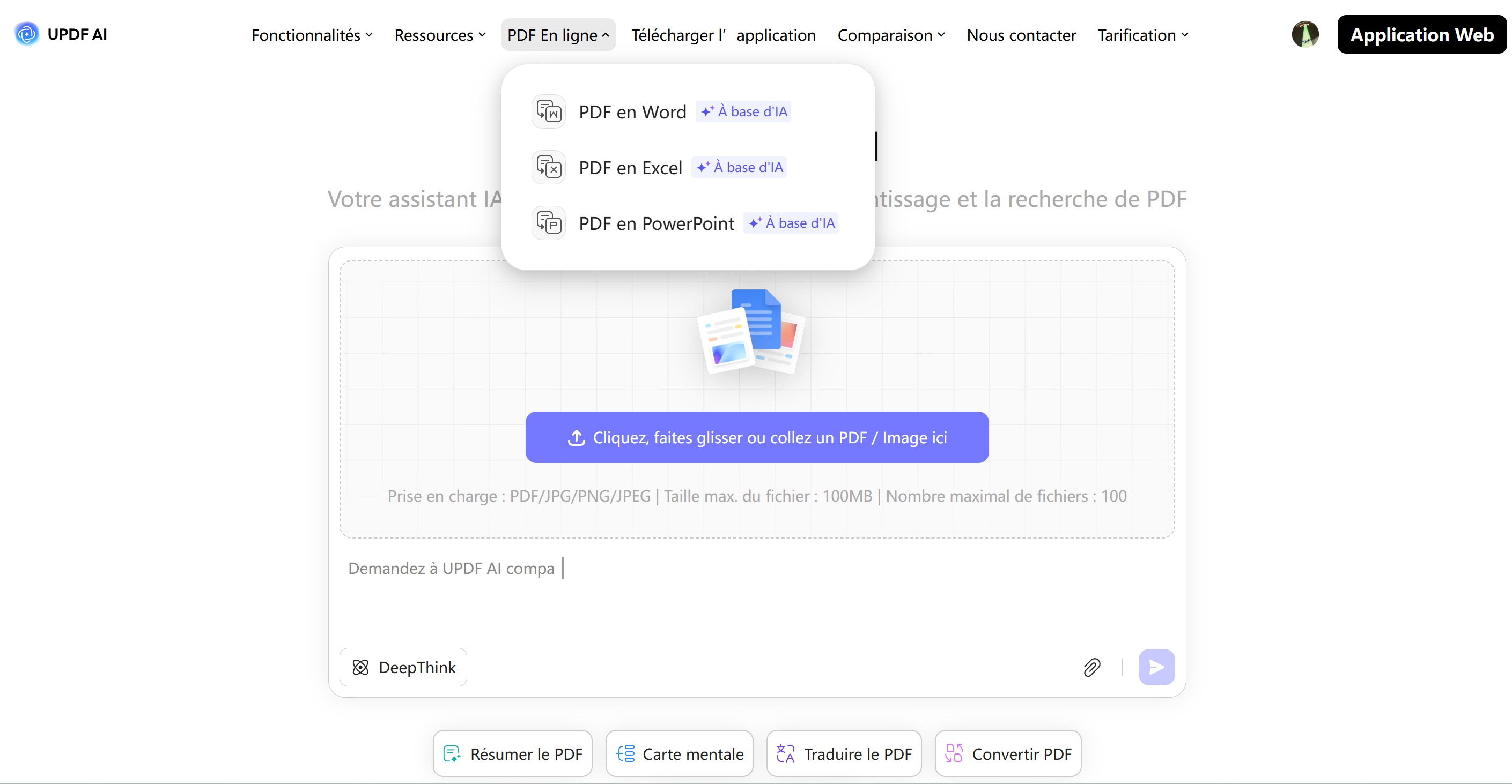 updf ai online pdf features