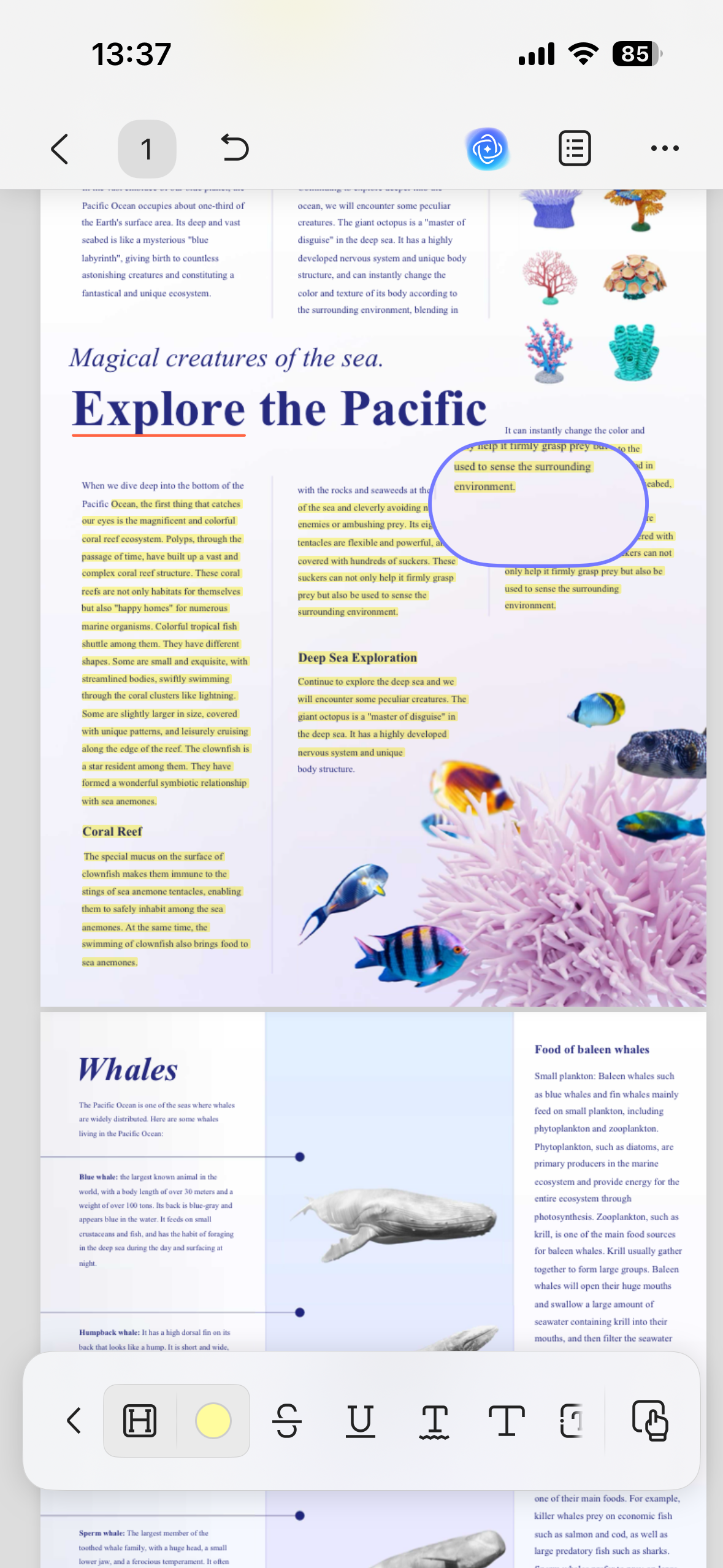 highlight pdf on ios