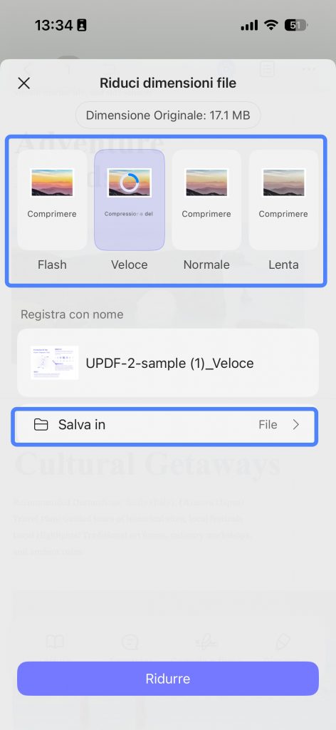 compress file save to ios 