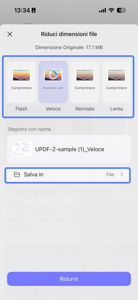 compress file save to ios