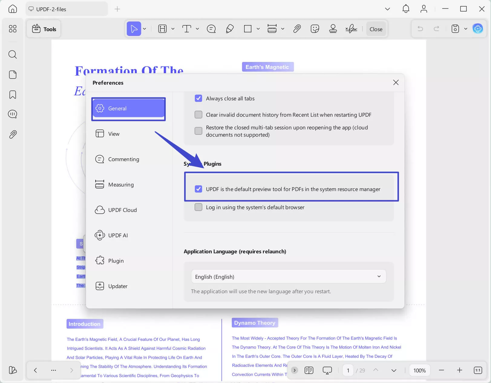 Check UPDF is the default preview tool for PDFs in the system resource manager