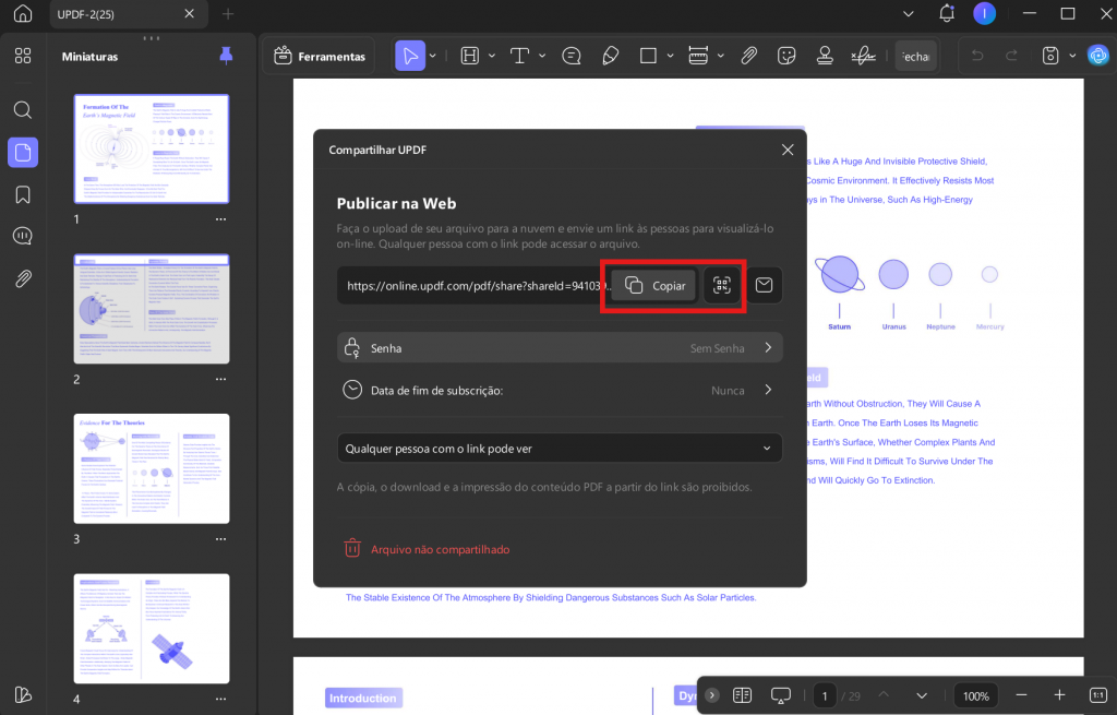 link de cópia de pdf para url