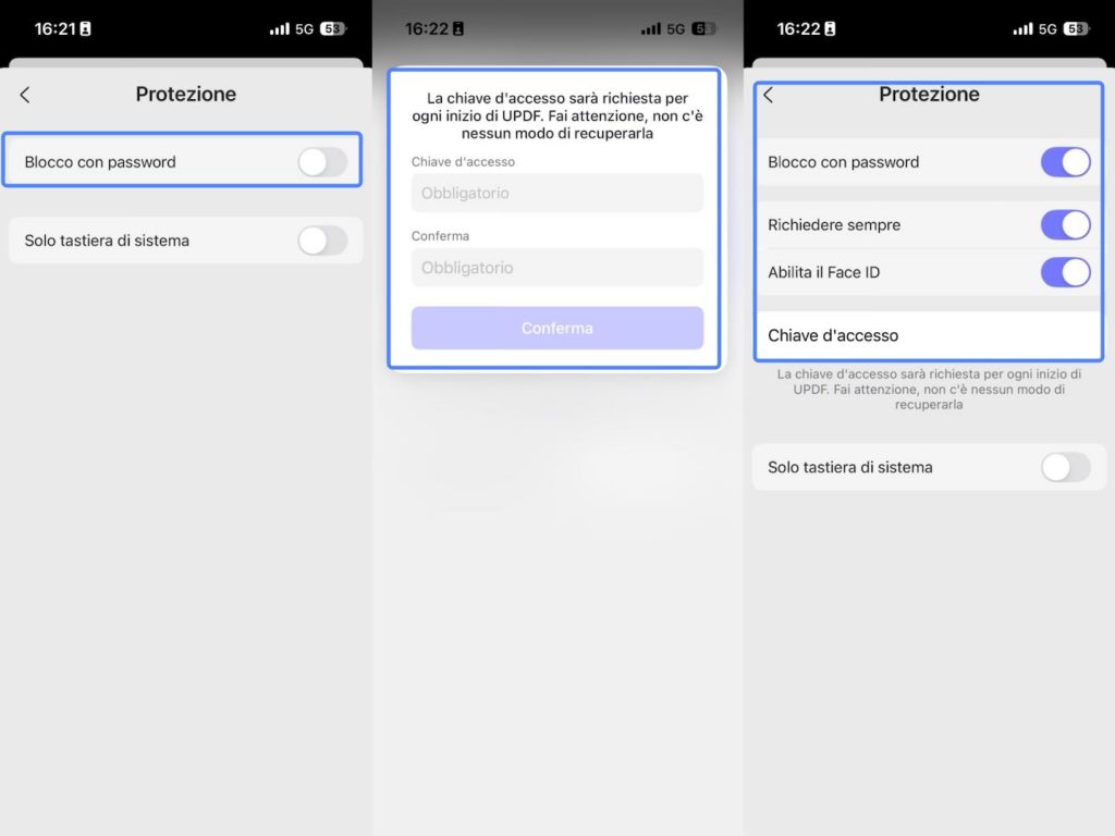 password settings ios