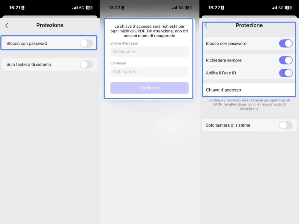 password settings ios