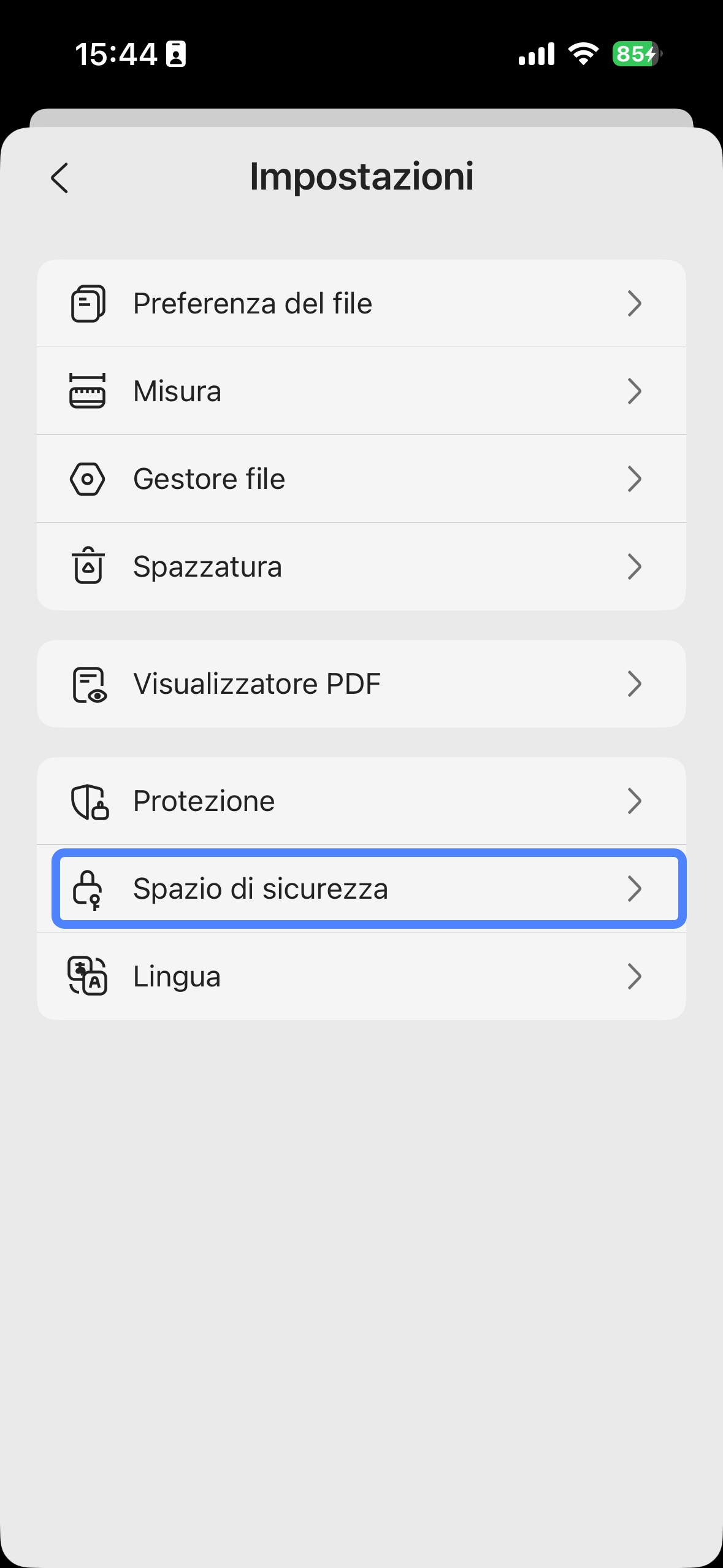 tap the security space icon