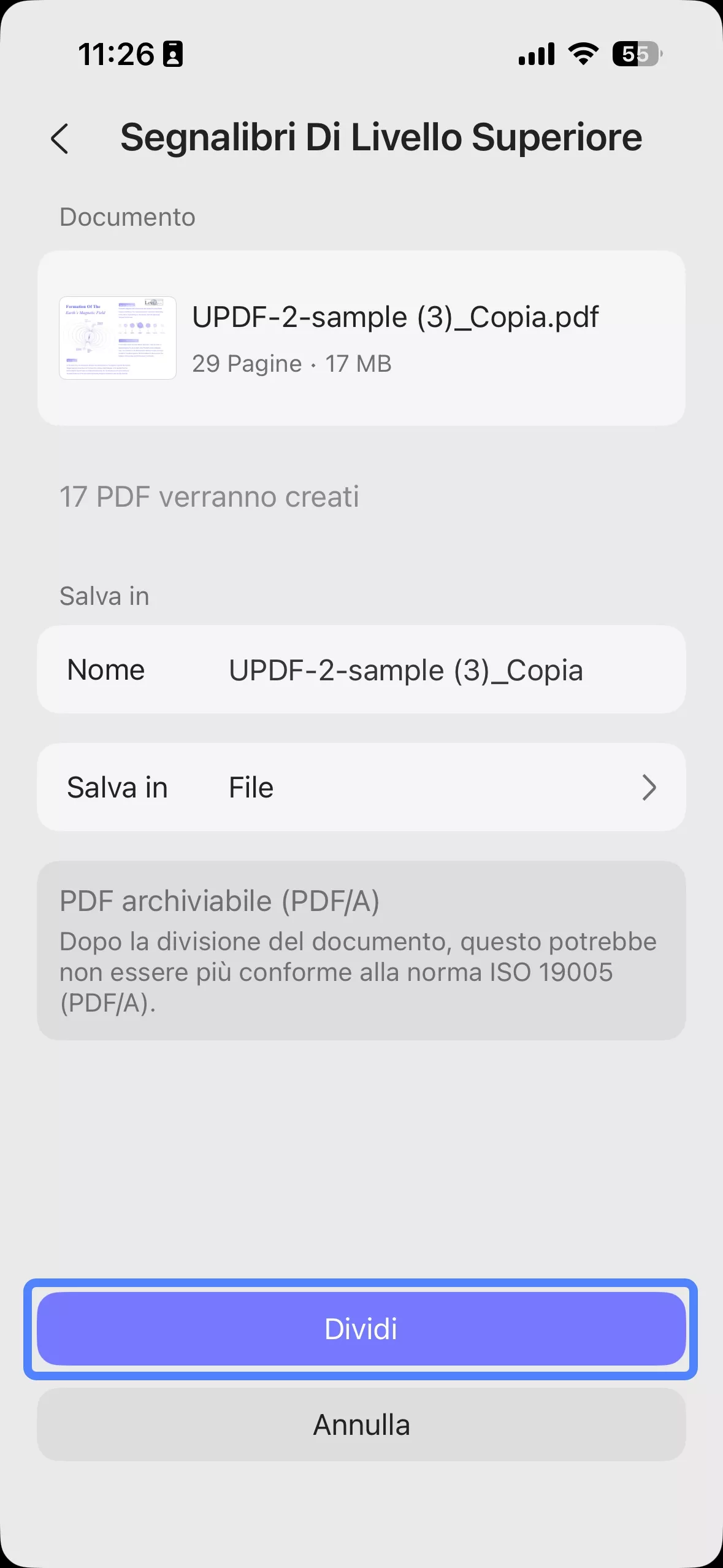 split by top-level bookmark