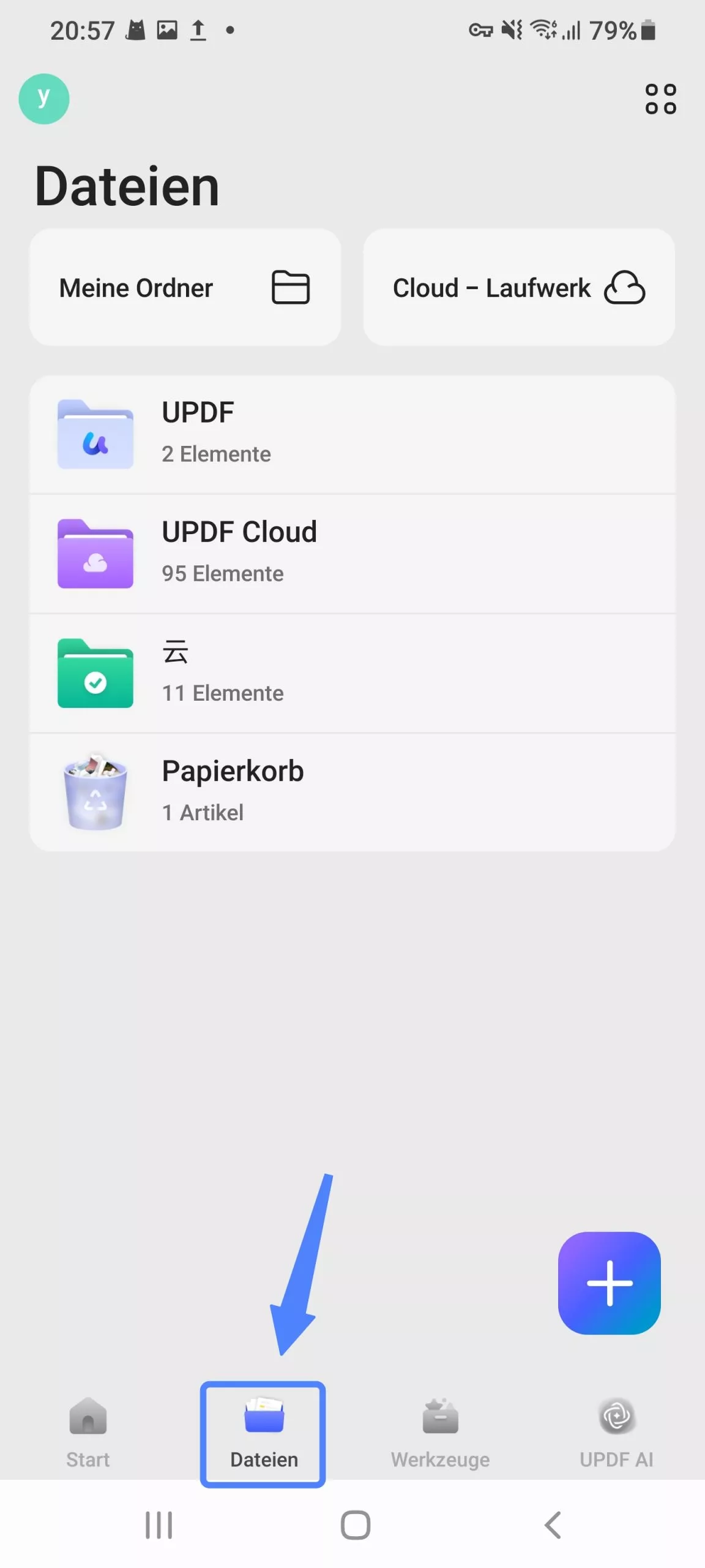 Klicken Sie auf das Symbol „Dateien“